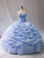  Lace Up Sweet 16 Quinceanera Dress Light Blue for Sweet 16 and Quinceanera with Beading and Pick Ups