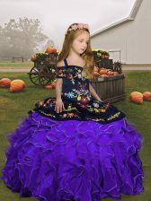  Purple Sleeveless Organza Lace Up Winning Pageant Gowns for Party and Wedding Party