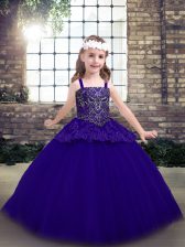 Classical Purple Sleeveless Beading Floor Length Winning Pageant Gowns