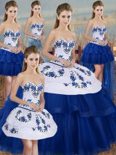 Romantic Sweetheart Sleeveless Lace Up Quinceanera Dresses Royal Blue Tulle