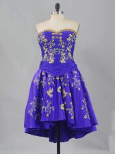  Sweetheart Sleeveless Lace Up Embroidery in Purple