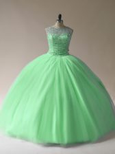  Sleeveless Beading Floor Length 15th Birthday Dress