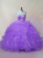 Dazzling Sweetheart Sleeveless Lace Up Quinceanera Dresses Lavender Tulle