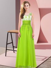  Scoop Sleeveless Chiffon Court Dresses for Sweet 16 Appliques Backless