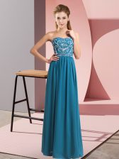Best Selling Sweetheart Sleeveless Lace Up Dress for Prom Teal Chiffon