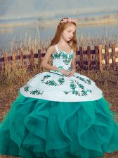 Graceful Sleeveless Floor Length Child Pageant Dress and Embroidery and Ruffles