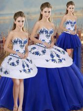 High End Royal Blue Sleeveless Tulle Lace Up Sweet 16 Dress for Military Ball and Sweet 16 and Quinceanera