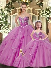 Sumptuous Lilac Quinceanera Gowns Sweet 16 and Quinceanera with Beading Sweetheart Sleeveless Lace Up