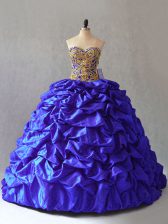  Royal Blue Sleeveless Beading and Pick Ups Lace Up Quinceanera Gowns