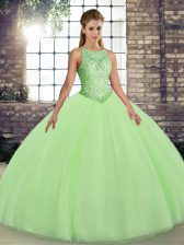  Sleeveless Tulle Floor Length Lace Up Quinceanera Dresses in with Embroidery
