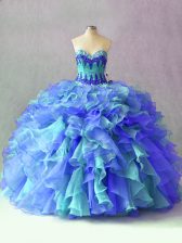  Multi-color Sleeveless Organza Lace Up Quinceanera Gowns for Sweet 16 and Quinceanera
