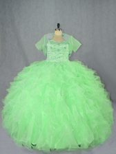 Charming Beading and Ruffles Sweet 16 Dresses Lace Up Sleeveless Floor Length