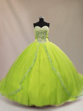 Beauteous Sleeveless Court Train Lace Up Beading Quinceanera Dress