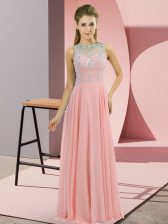  Chiffon Sleeveless Floor Length Prom Dress and Beading