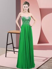 Best Selling Floor Length Green Prom Dresses Chiffon Sleeveless Beading