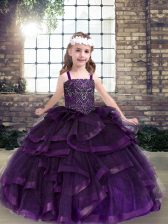 New Arrival Floor Length Ball Gowns Sleeveless Purple Little Girl Pageant Dress Lace Up