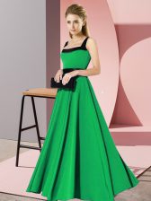 Gorgeous Green Zipper Dama Dress Belt Sleeveless Floor Length