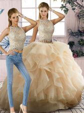Fantastic Tulle Sleeveless Floor Length Vestidos de Quinceanera and Beading and Ruffles