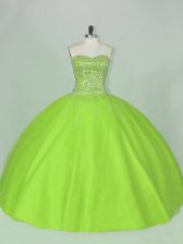 Super Tulle Sleeveless Floor Length 15 Quinceanera Dress and Beading