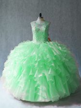  Scoop Sleeveless Lace Up Quinceanera Dress Organza