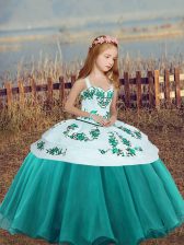 On Sale Sleeveless Embroidery Lace Up Little Girls Pageant Dress