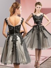  Black Dama Dress for Quinceanera Wedding Party with Beading and Lace Scoop Sleeveless Zipper