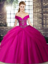 Discount Sleeveless Brush Train Beading and Pick Ups Lace Up Vestidos de Quinceanera