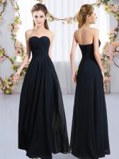 Inexpensive Sleeveless Zipper Floor Length Ruching Dama Dress for Quinceanera