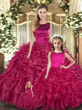Clearance Scoop Sleeveless Organza Quinceanera Dresses Ruffles Lace Up