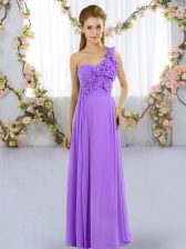  Floor Length Lavender Court Dresses for Sweet 16 One Shoulder Sleeveless Lace Up