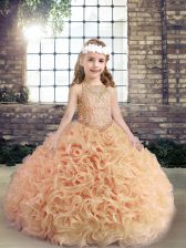 Dramatic Sleeveless Lace Up Floor Length Beading Custom Made Pageant Dress