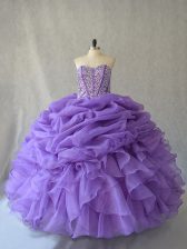 Affordable Floor Length Lavender Vestidos de Quinceanera Sweetheart Sleeveless Lace Up