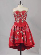Modern Sleeveless Lace Up Mini Length Embroidery Homecoming Dress