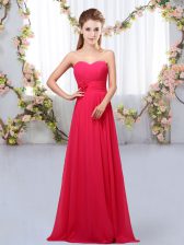 Elegant Empire Damas Dress Hot Pink Sweetheart Chiffon Sleeveless Floor Length Lace Up