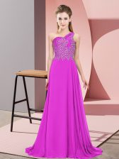 Perfect Sleeveless Side Zipper Floor Length Beading Prom Party Dress