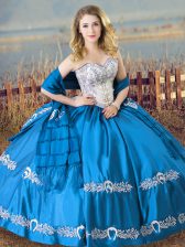 Elegant Baby Blue Lace Up Sweet 16 Dress Beading and Embroidery Sleeveless Floor Length