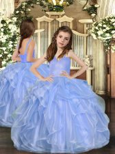  Sleeveless Lace Up Floor Length Ruffles Pageant Gowns For Girls