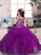  Purple Scoop Zipper Beading Pageant Dress Toddler Sleeveless