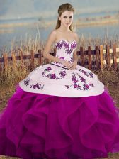  Floor Length Ball Gowns Sleeveless Fuchsia 15th Birthday Dress Lace Up
