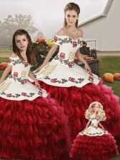  Organza Sleeveless Floor Length Sweet 16 Dress and Embroidery and Ruffled Layers
