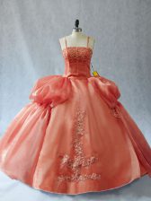 Wonderful Floor Length Lace Up Sweet 16 Dresses Rust Red for Sweet 16 and Quinceanera with Appliques