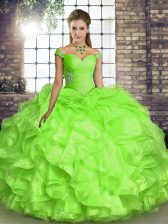 Captivating Sleeveless Beading and Ruffles Lace Up Quinceanera Dress