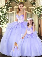 Hot Selling Beading and Ruffles Quinceanera Dress Lavender Lace Up Sleeveless Floor Length