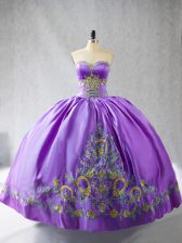  Lavender Sweetheart Neckline Embroidery 15 Quinceanera Dress Sleeveless Lace Up