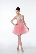 High Class Baby Pink Sweetheart Neckline Lace and Appliques Homecoming Dress Sleeveless Zipper