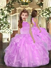  Lilac Sleeveless Organza Backless Pageant Gowns For Girls for Party and Sweet 16 and Wedding Party