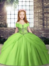 Unique Sleeveless Floor Length Custom Made Pageant Dress and Beading