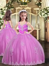 Trendy Straps Sleeveless Lace Up Little Girl Pageant Gowns Lilac Tulle