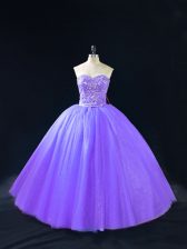 Best Selling Sweetheart Sleeveless Tulle Quinceanera Gown Beading Lace Up