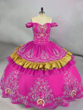 Ideal Sleeveless Side Zipper Floor Length Embroidery 15 Quinceanera Dress